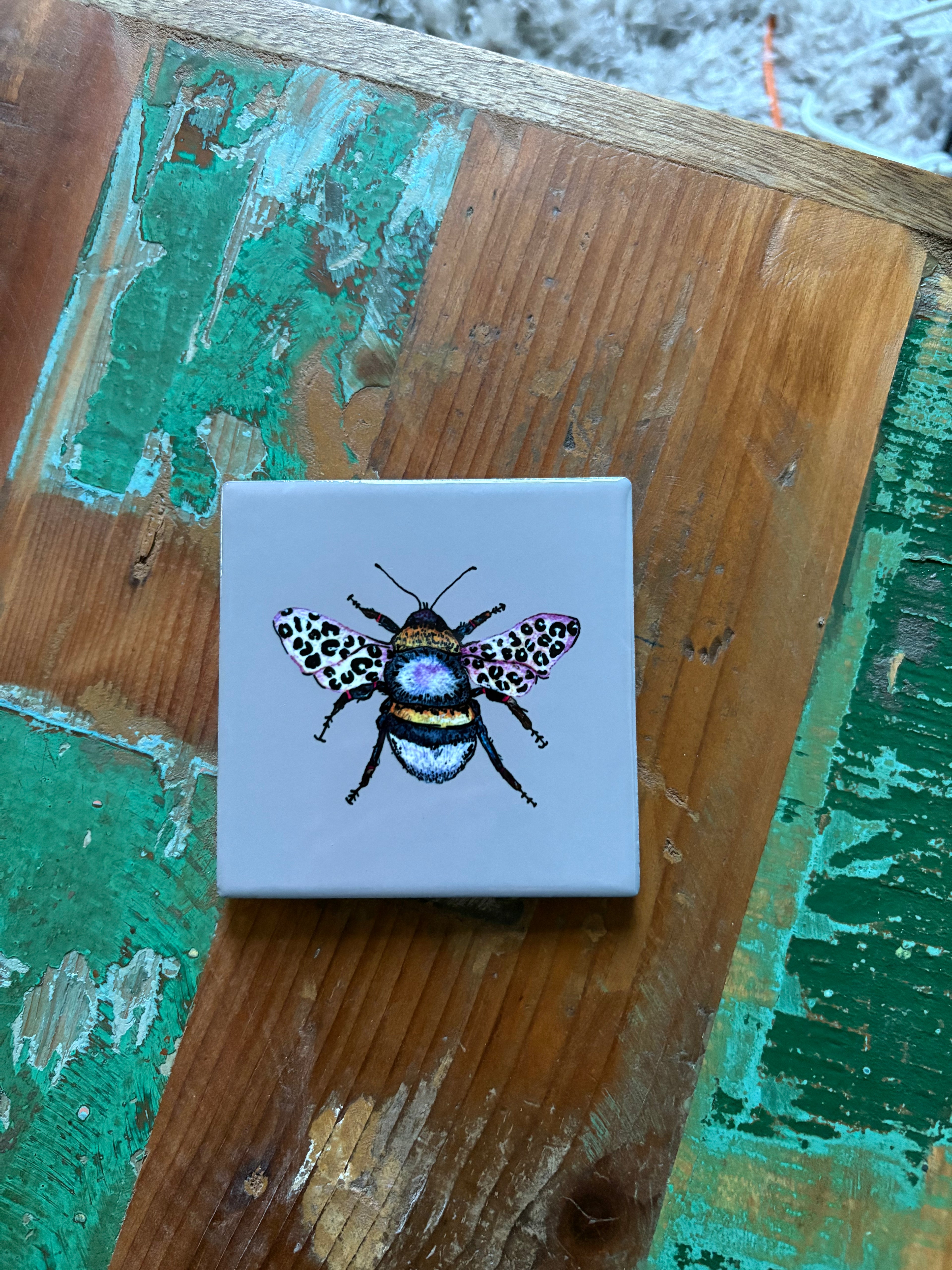 Leopard Print Bee coaster - Grey