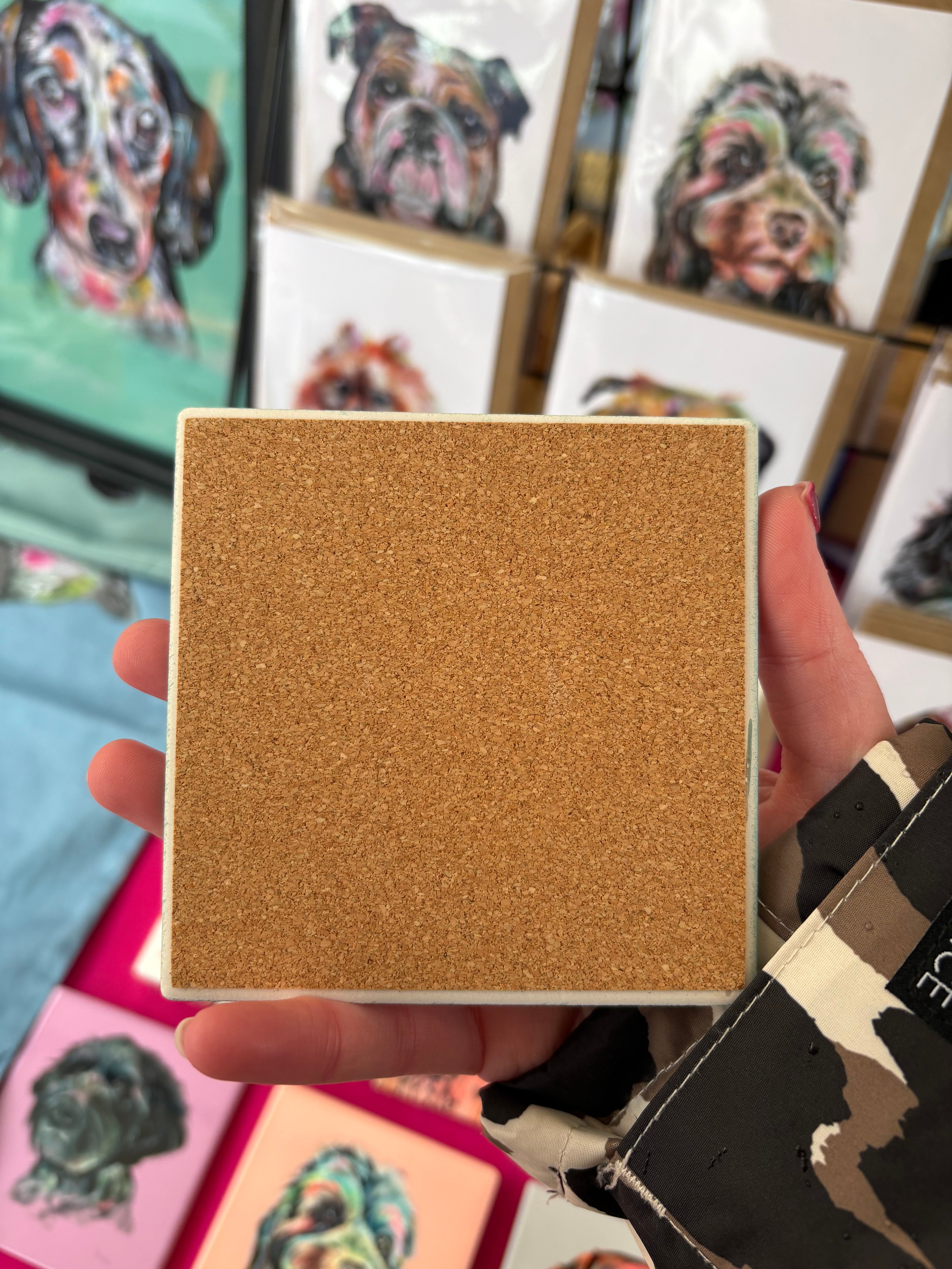 Border Terrier Coaster - blue/green