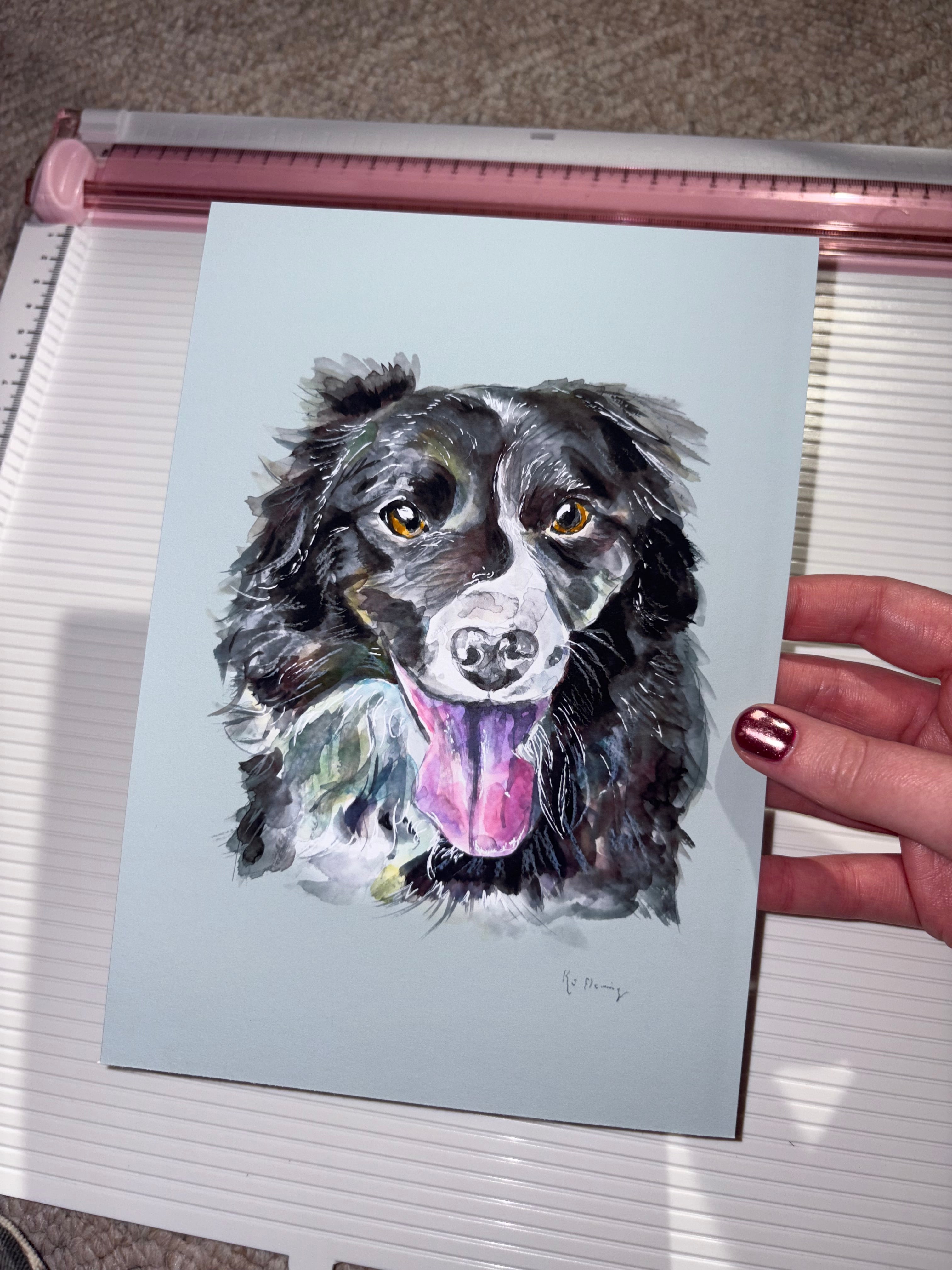 A5 Collie print - light blue/grey