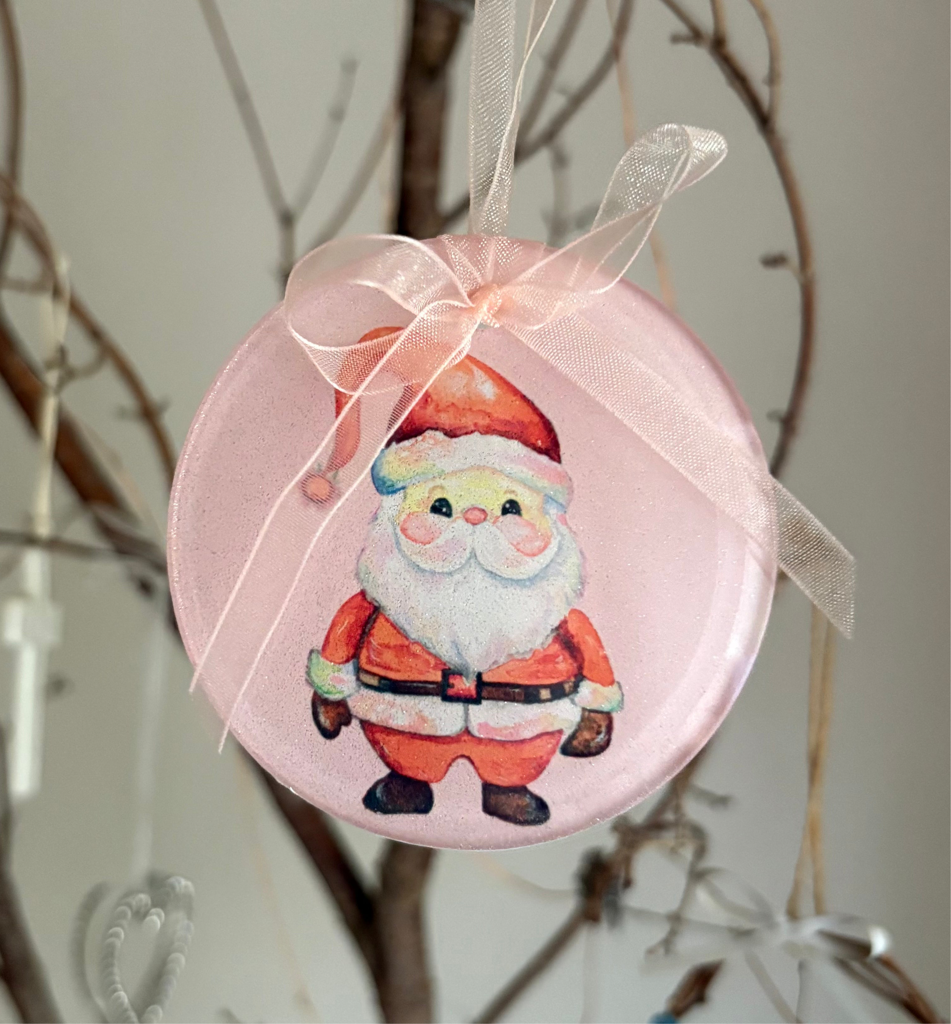 Father Christmas glass hanging decoration