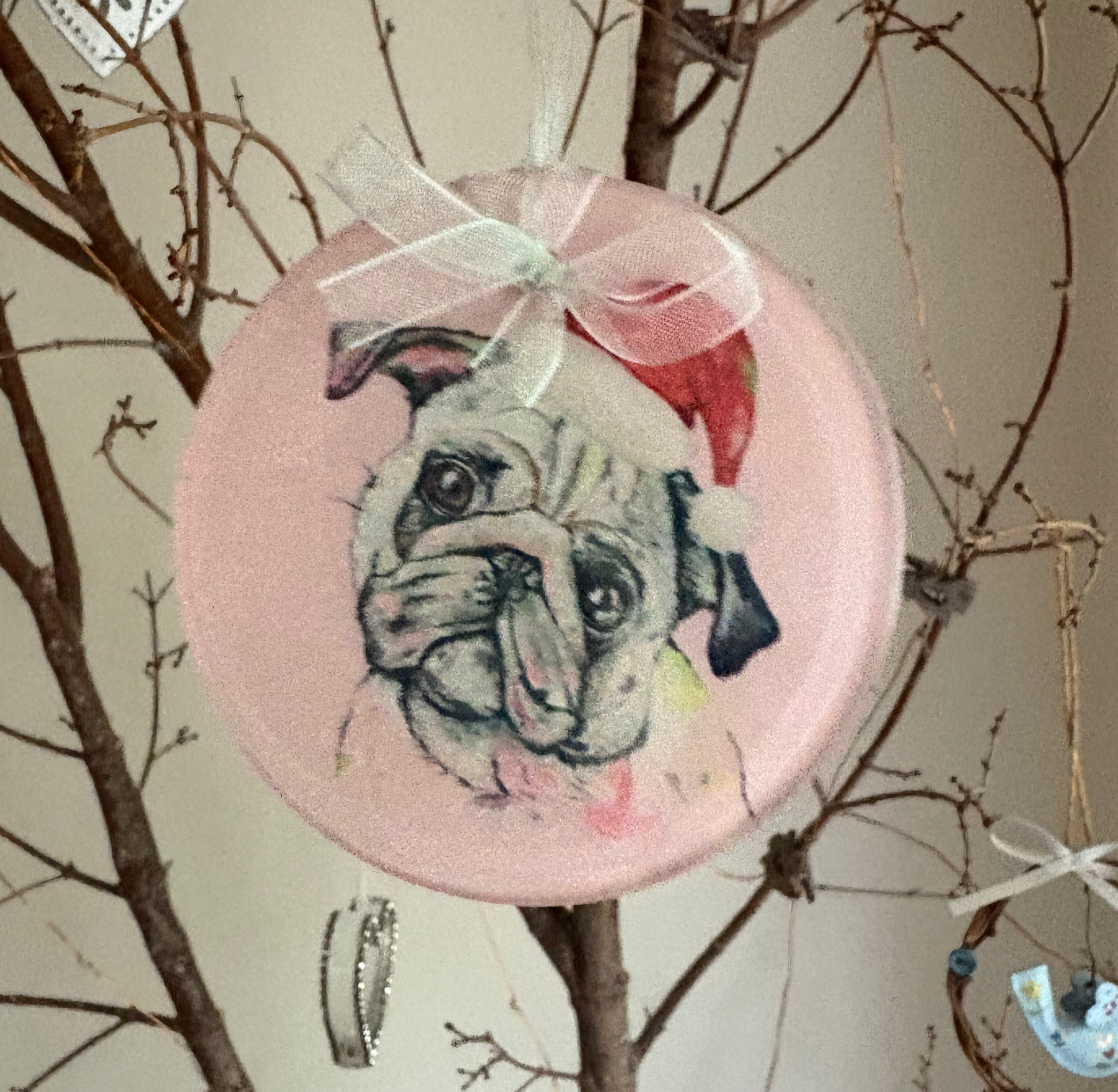 Pug Christmas hanging decoration