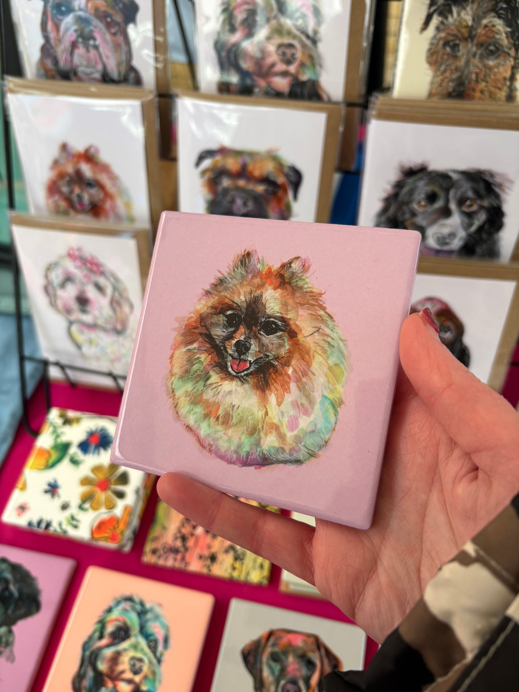 Pomeranian Coaster - Pastel Pink