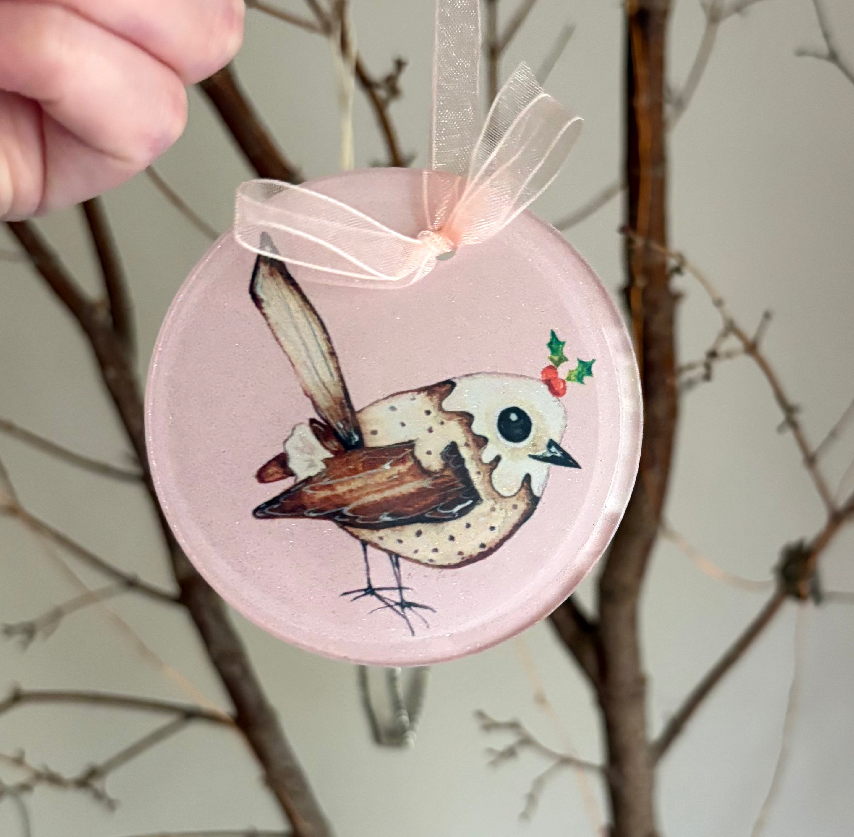 Christmas Pudding bird hanging decoration