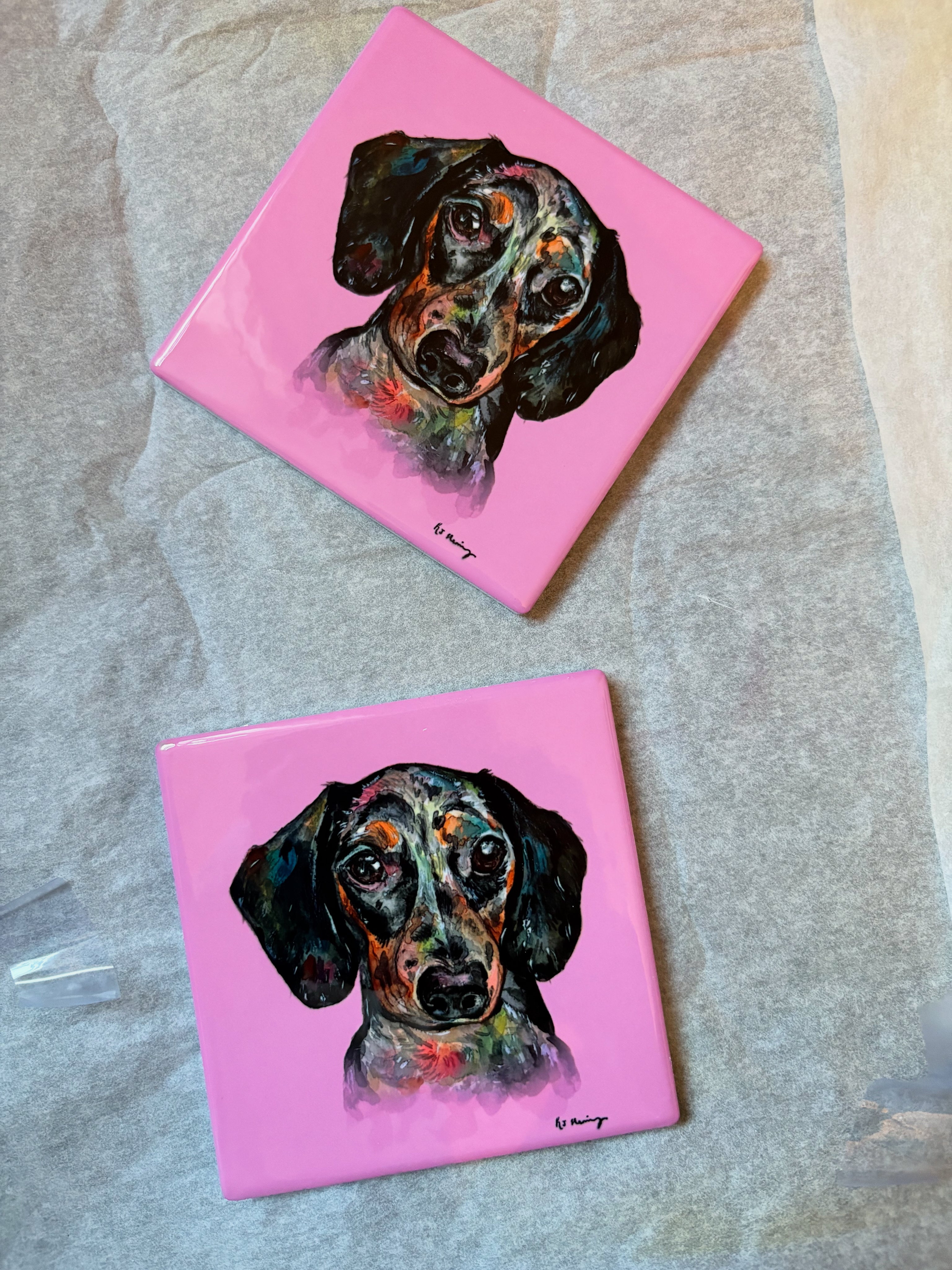 Dachshund Coaster - Hot Pink