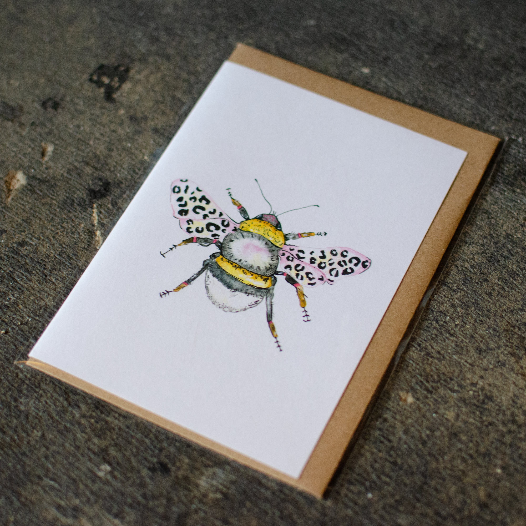 Leopard Print Bee Greeting Card