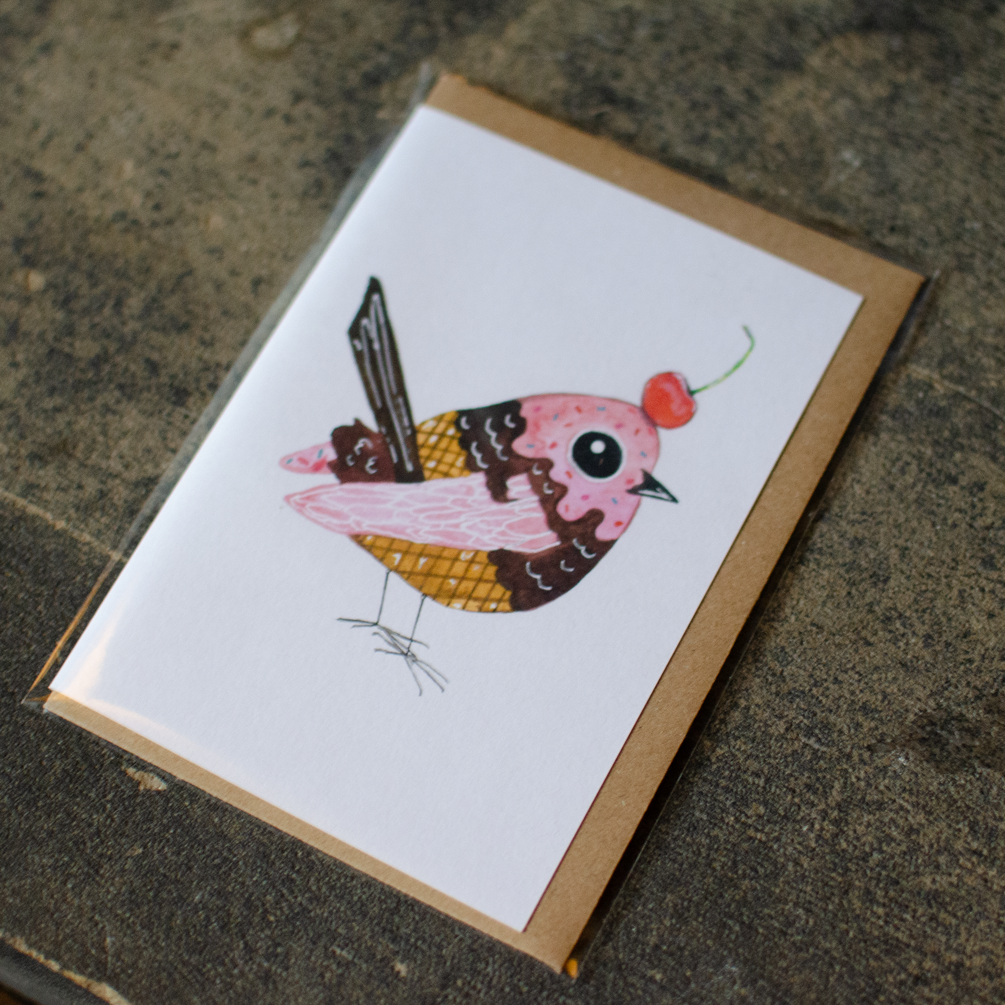Sundae Bird Greeting Card