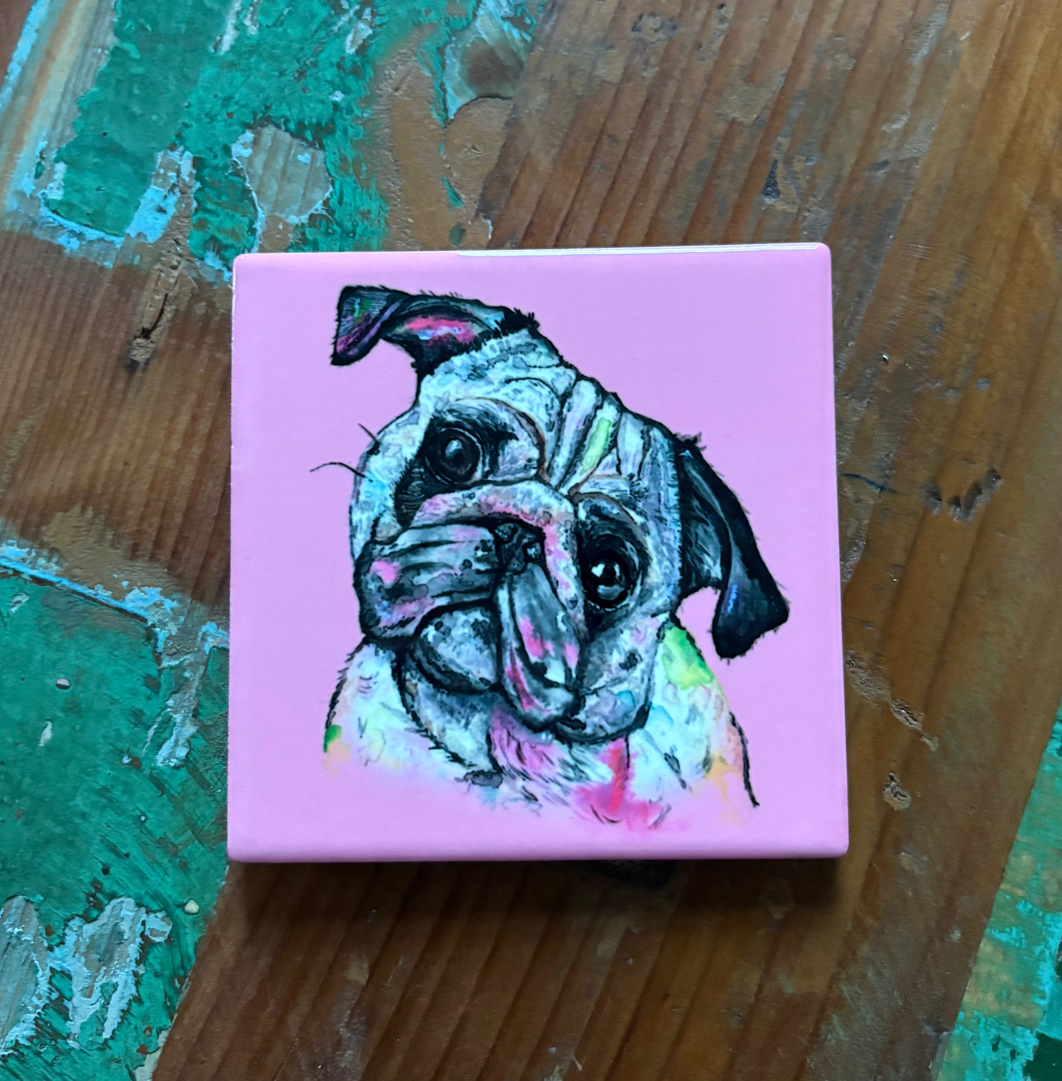 Pug Coaster - Pink
