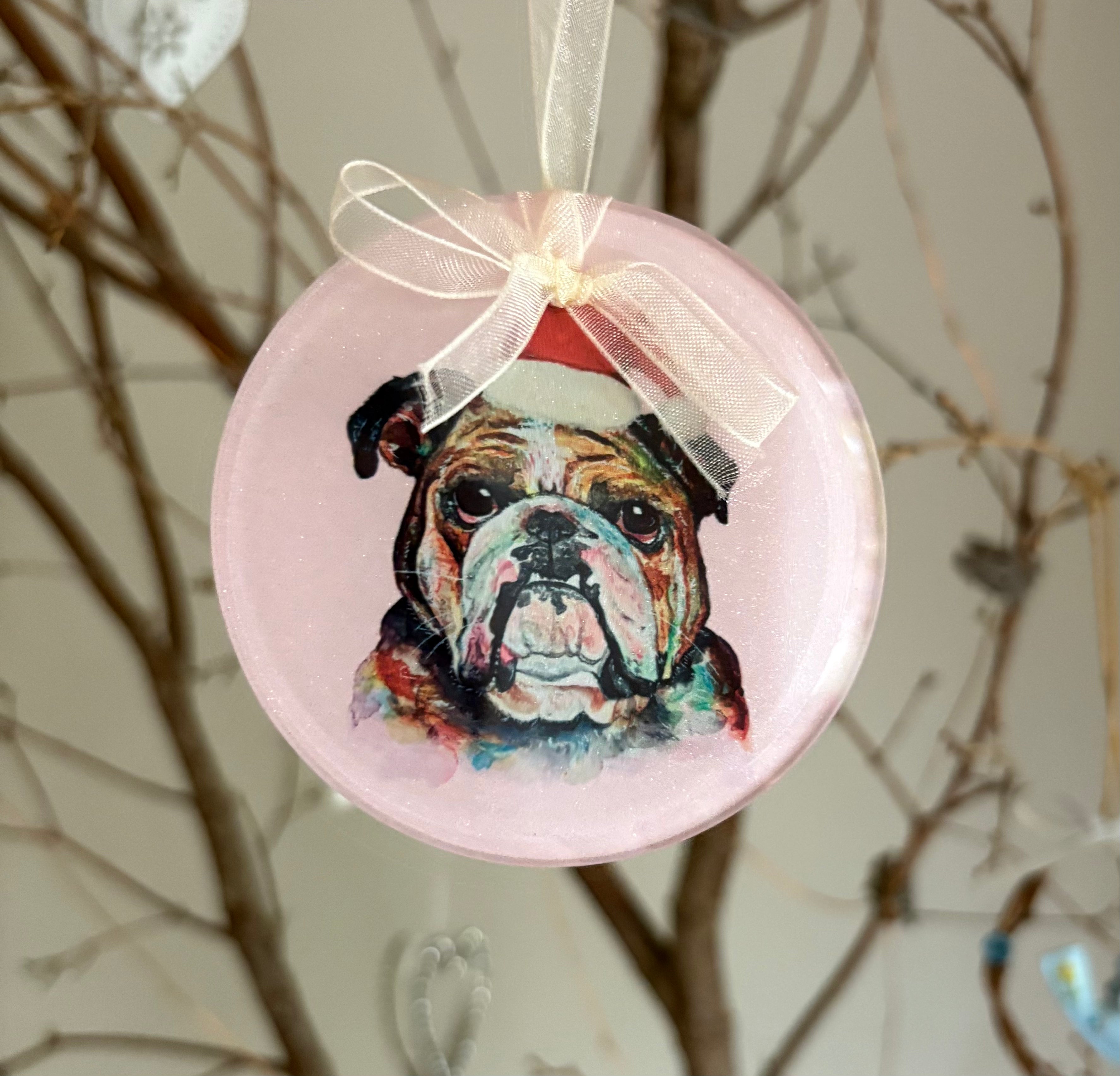 Christmas Bulldog hanging decoration