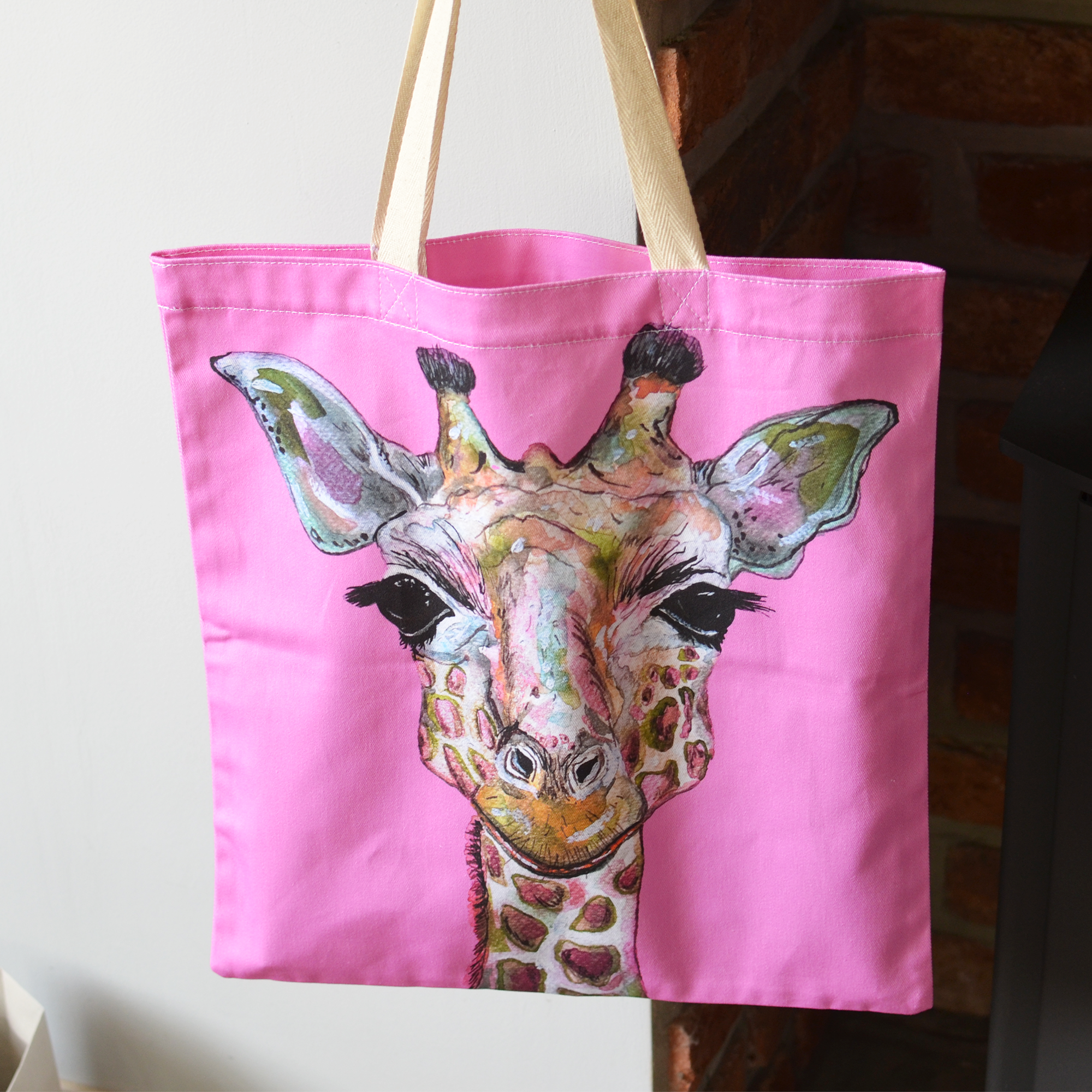 Giraffe Tote Bag Hot Pink