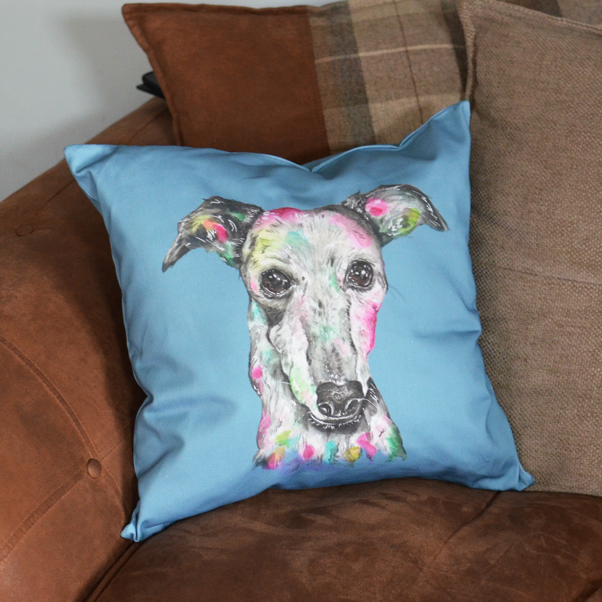 Greyhound Cushion Dusky Blue