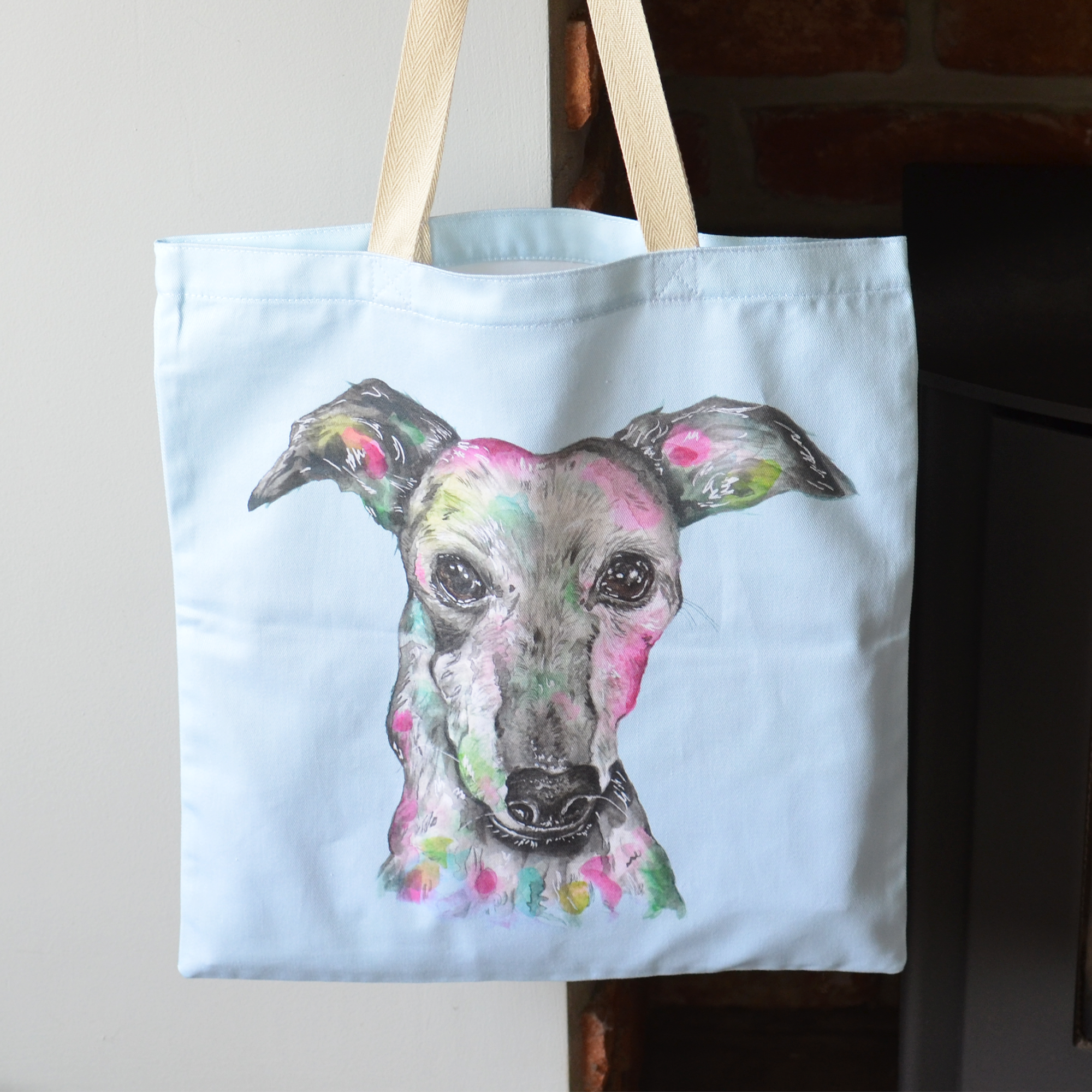 Greyhound Tote Bag Pastel Blue