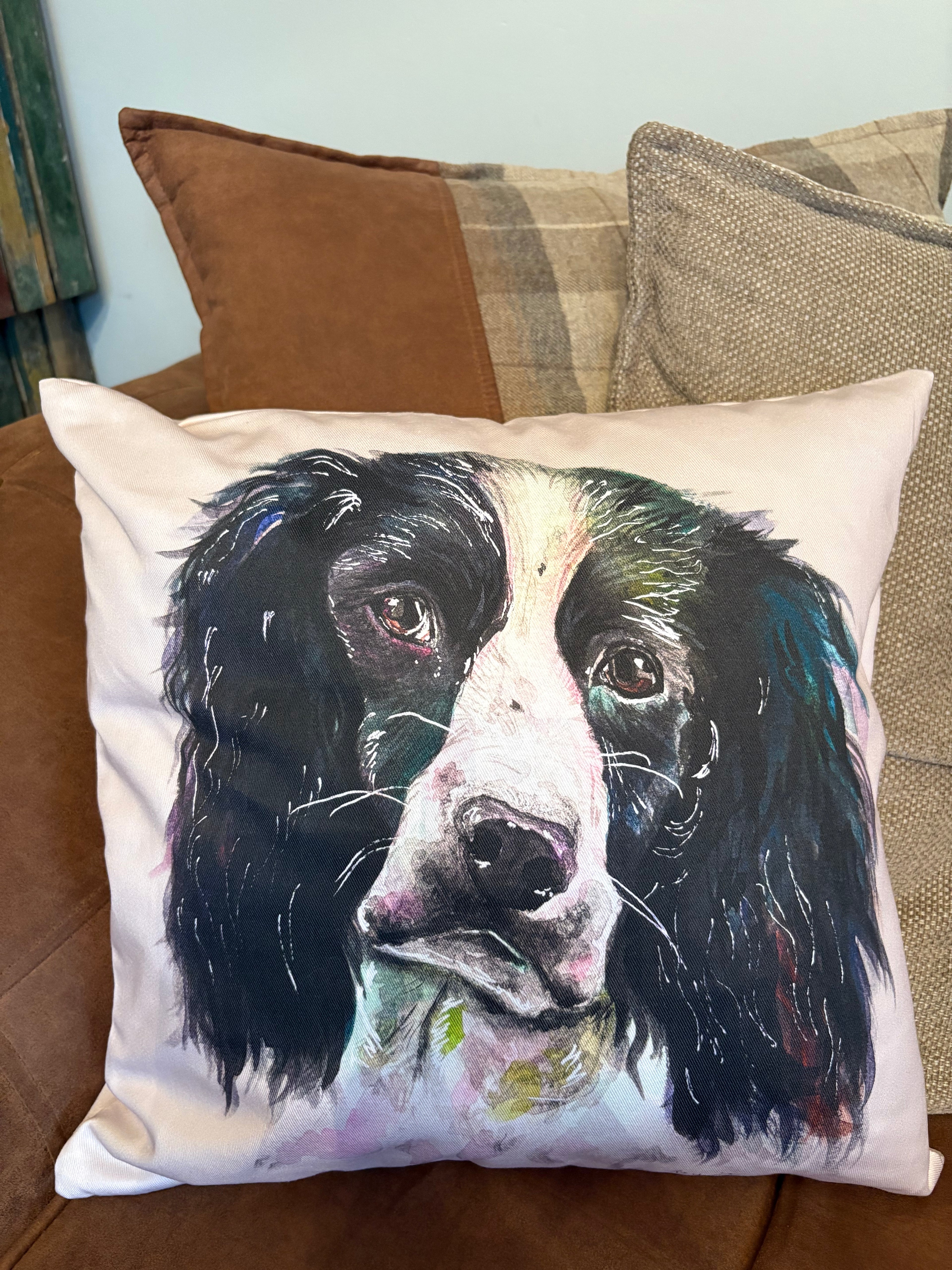 Cotton grey Spaniel cushion