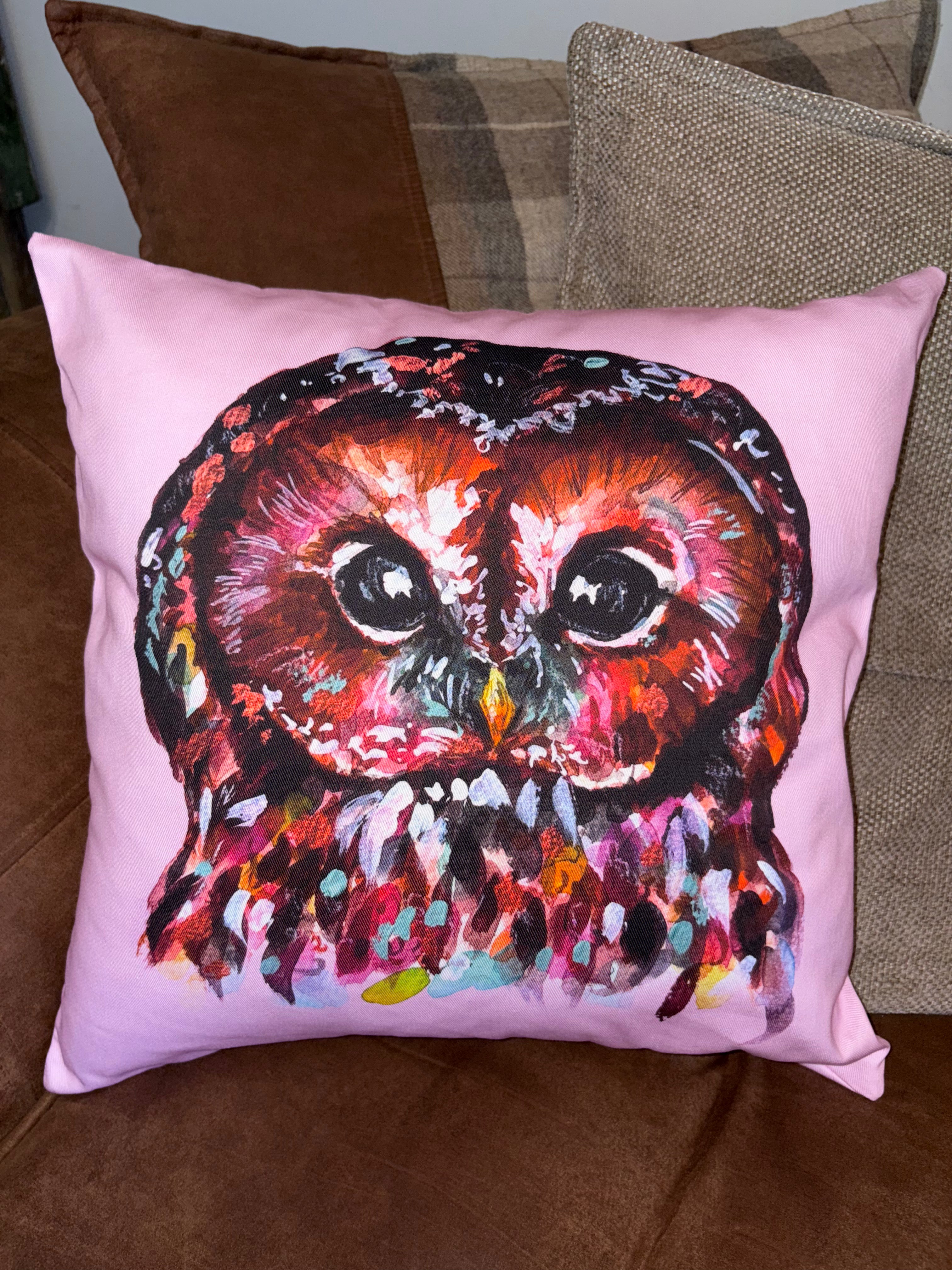 Lilac cotton owl cushion