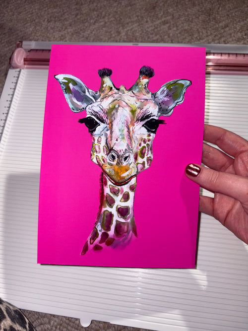 A5 Giraffe Print ~ Neon pink