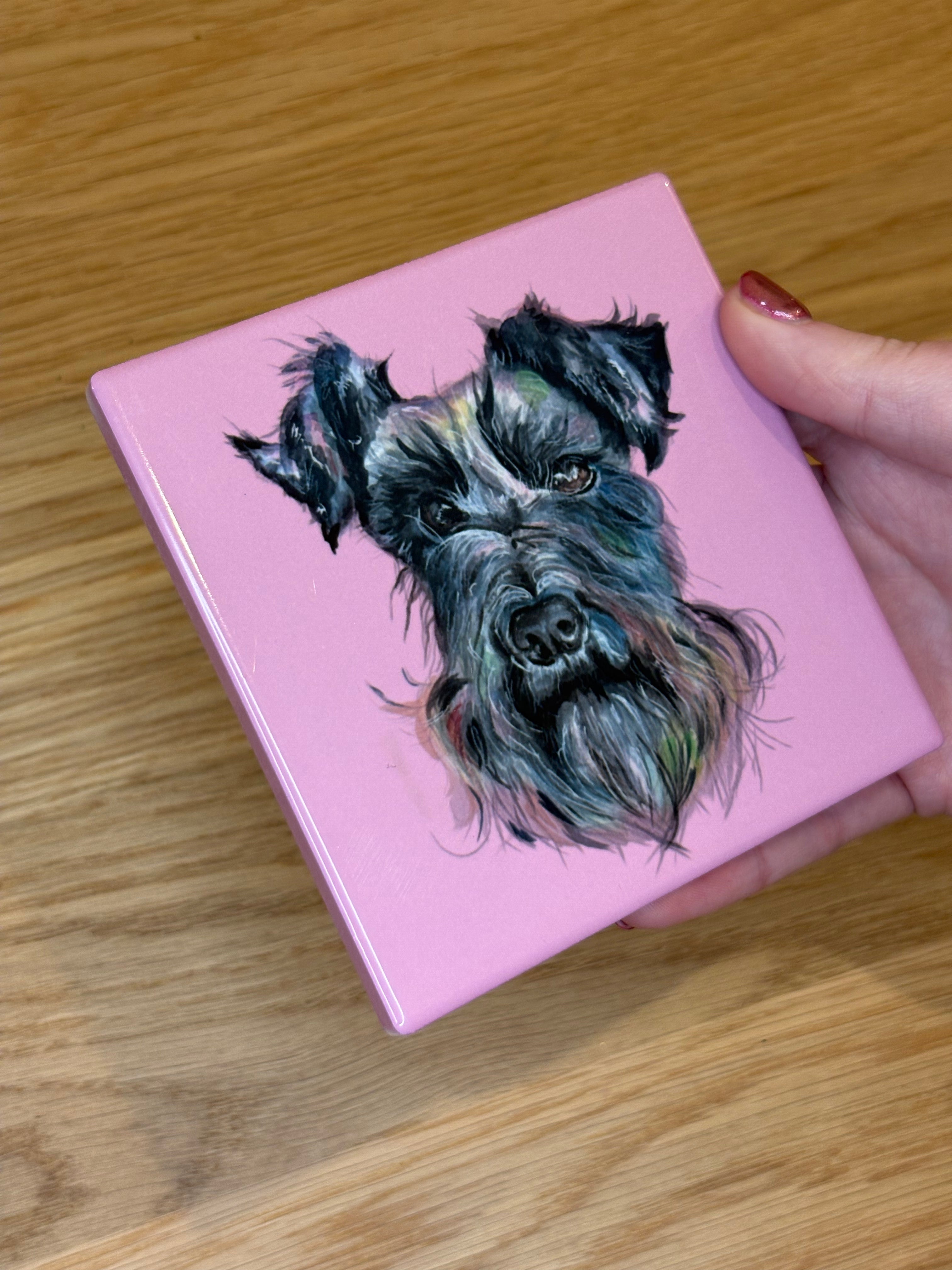 Schnauzer Coaster - Pink