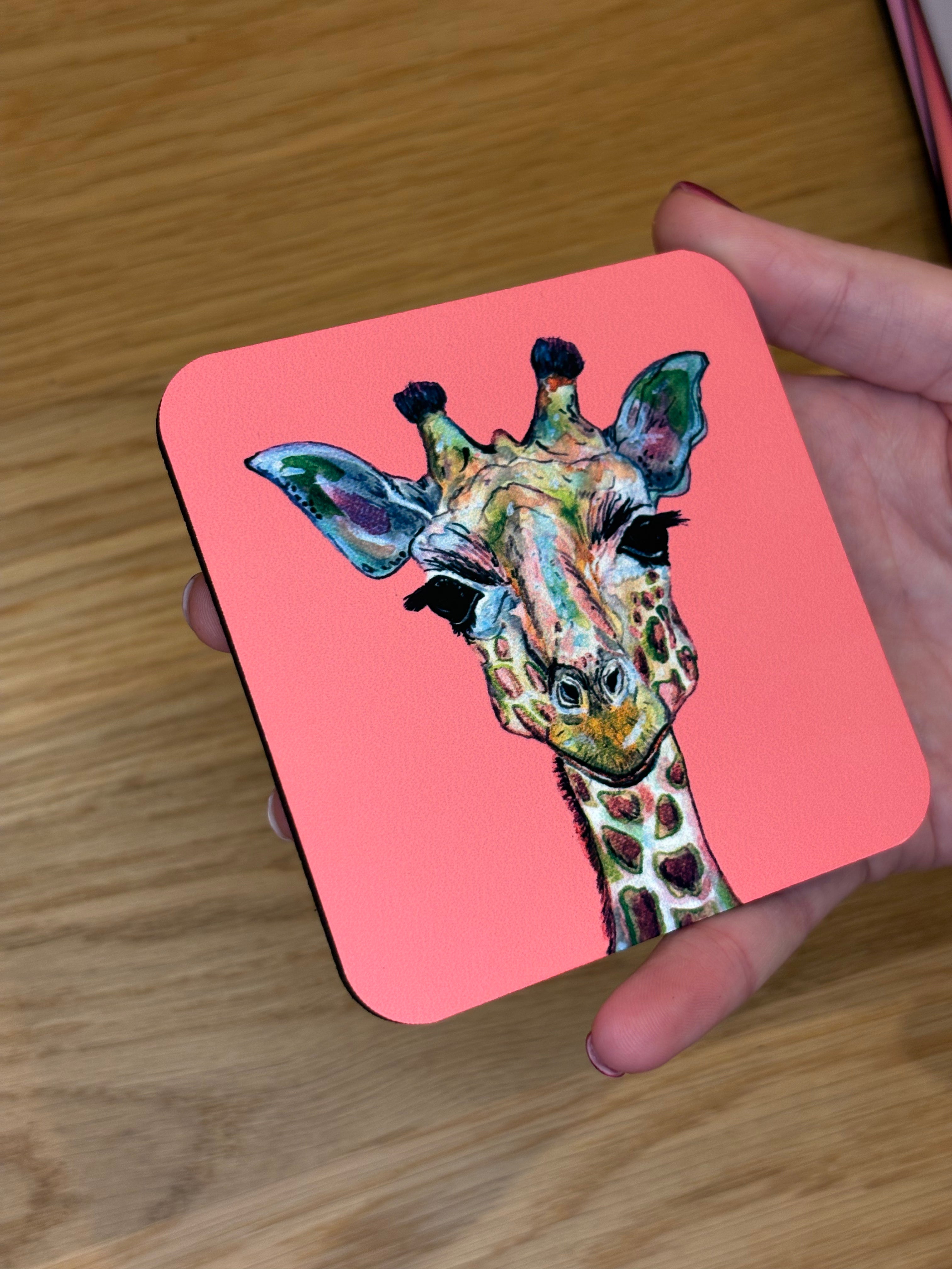 MDF Giraffe Coaster - Pink