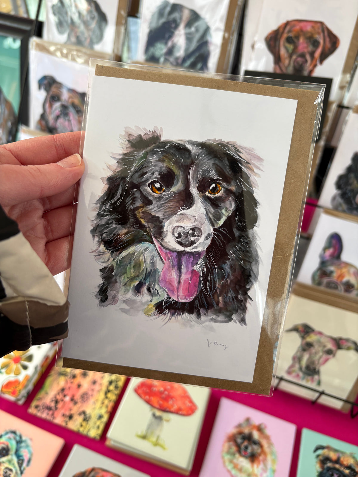 Black & White Collie Greeting Card