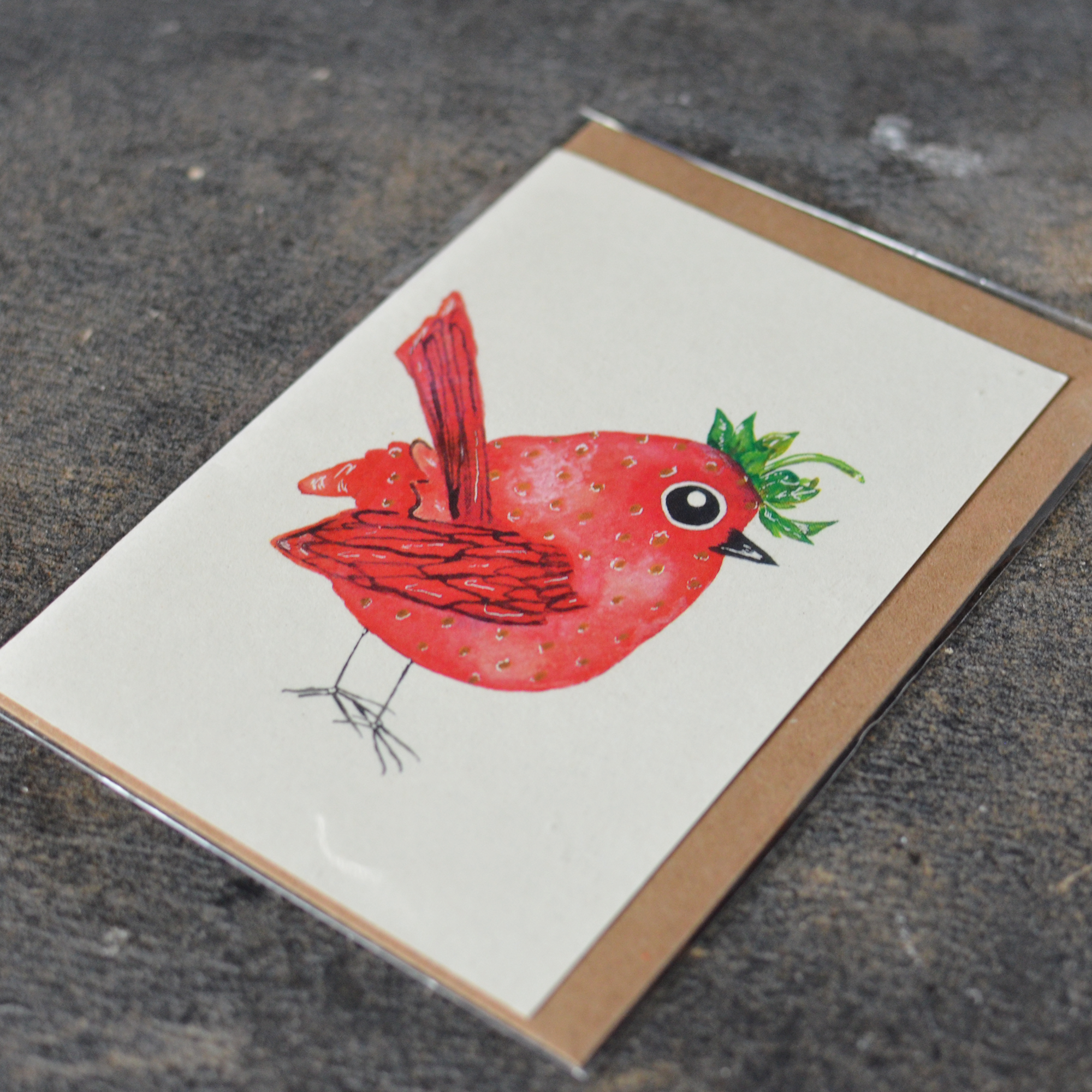 Strawberry Bird Greeting Card