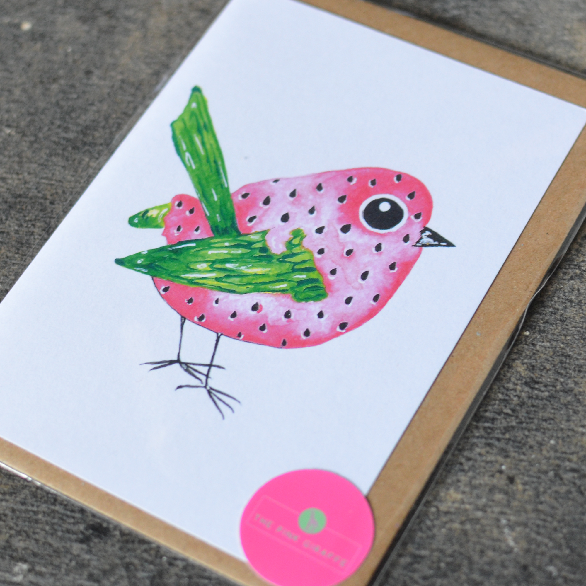Watermelon Bird Greeting Card