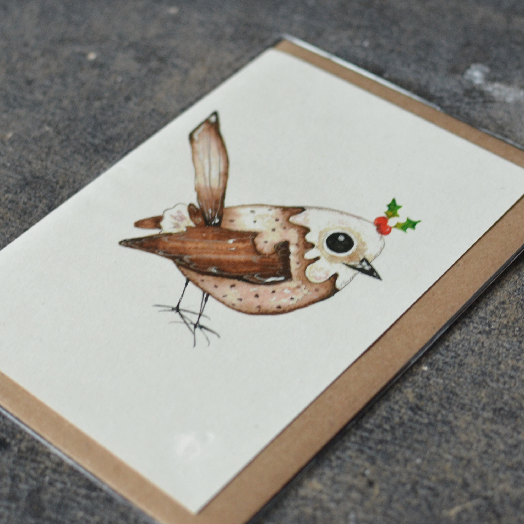 Christmas Pudding Bird Greeting Card