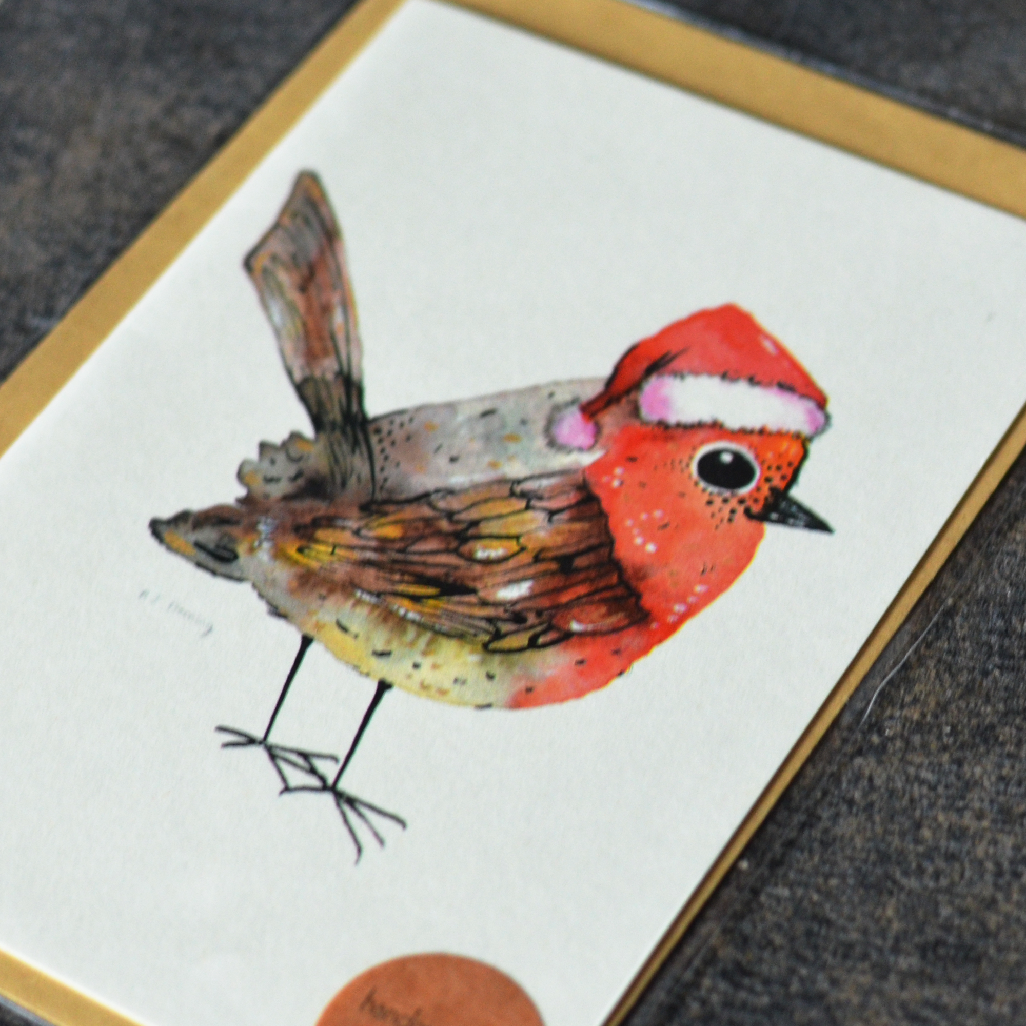 Robin & Santa Hat Greeting Card