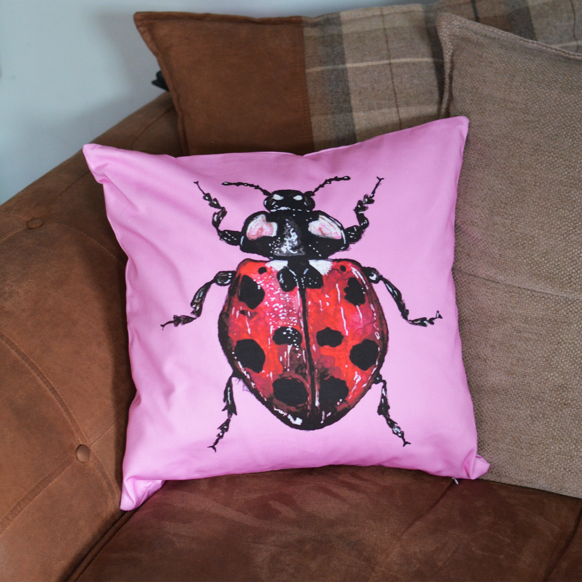 Ladybug Cushion Pink