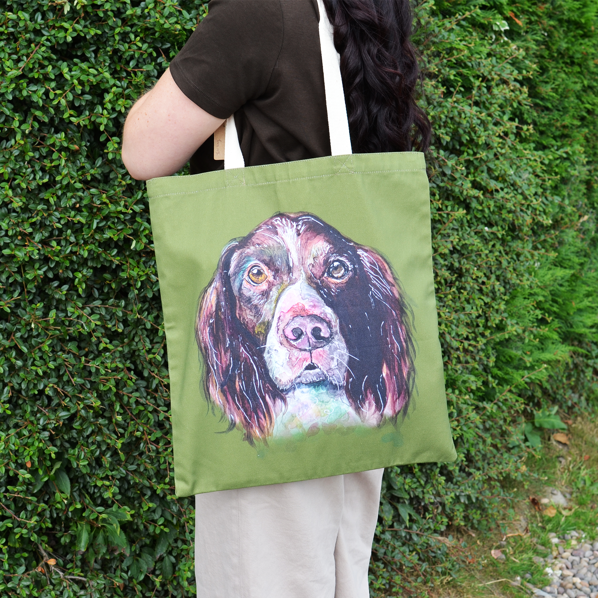 Springer Spaniel Tote Bag Olive